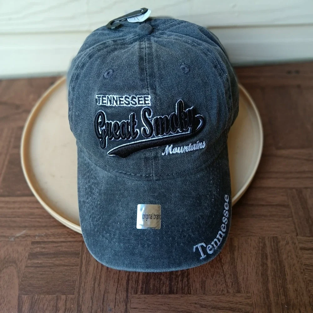 Tennessee Great Smoky Mountains Cap Mens Black Baseball Strapback Hat - Picture 1 of 11